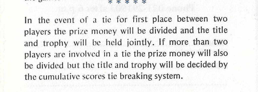 Irish Championship 1982 tie break method